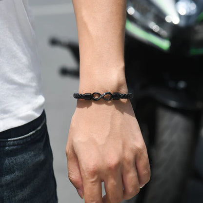 To My Man, Personalized Dual Name Infinity Leather Bracelet