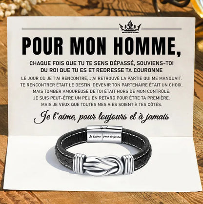 Bracelet en maille « Pour mon homme, je t'aime pour toujours et à jamais »