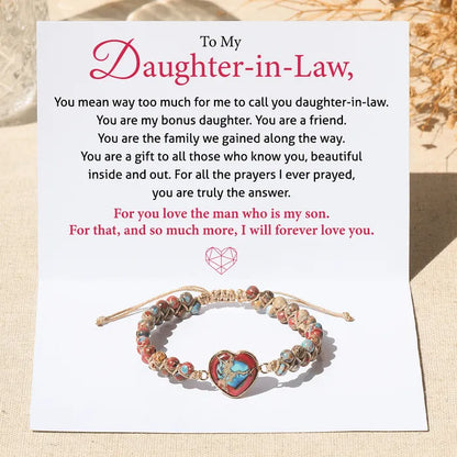 To My Daughter-In-Law, I Will Forever Love You Jasper Heart Bracelet