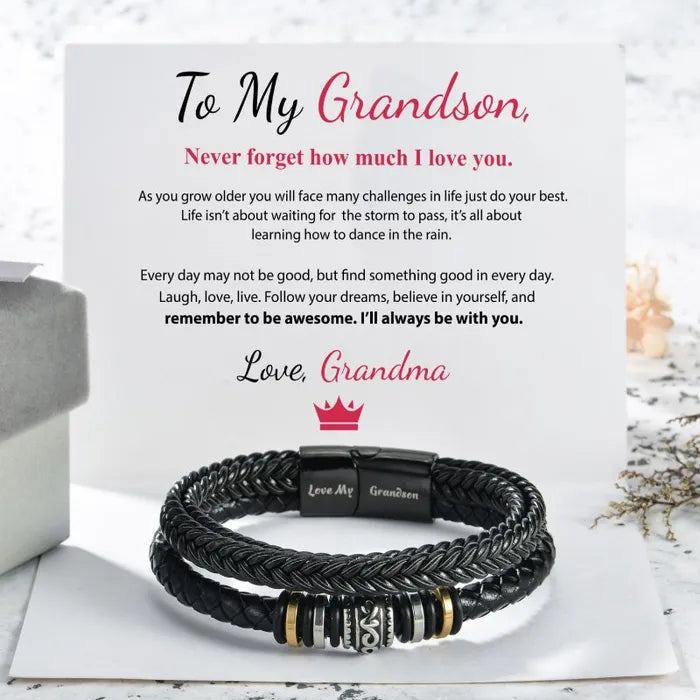 To My Grandson, 'I Will Always Be With You' Double-Row Bracelet