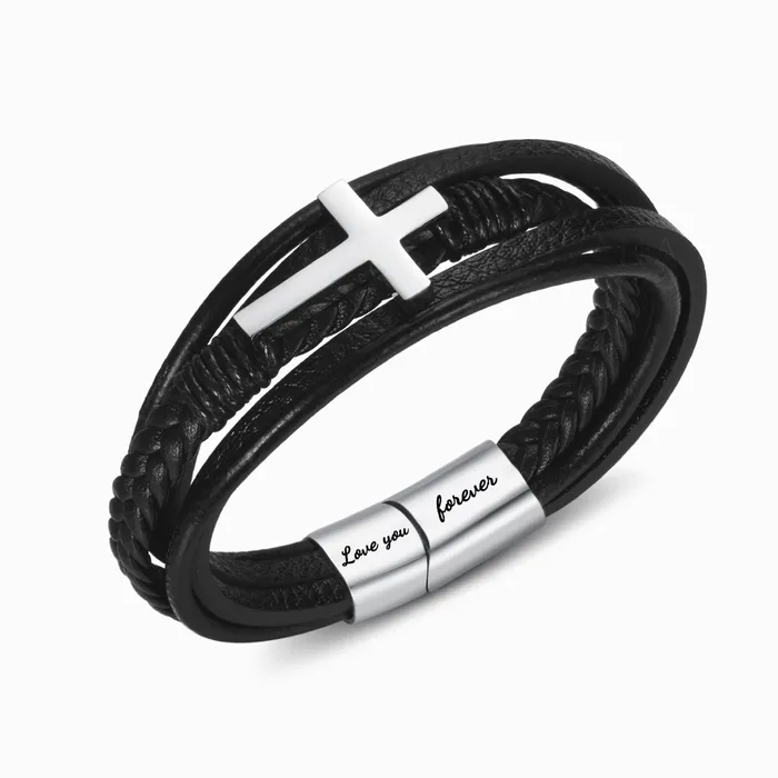 To My Son Love You Forever Cross Bracelet