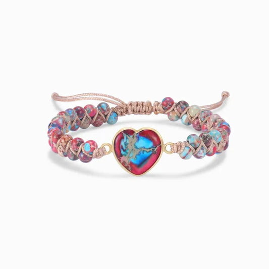 To My Granddaughter Love You Forever Jasper Heart Bracelet