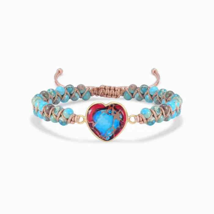 To My Granddaughter Love You Forever Jasper Heart Bracelet