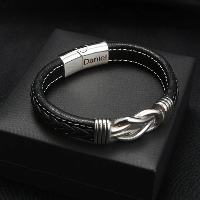 Son's Infinity Knot Bracelet Gift with Engraved Name