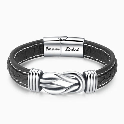 "Mother and Daughter Forever Linked Together" Braided Leather Bracelet