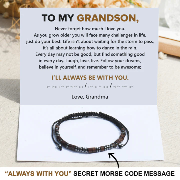 To My Grandson, I’ll Always Be With You Morse Bracelet