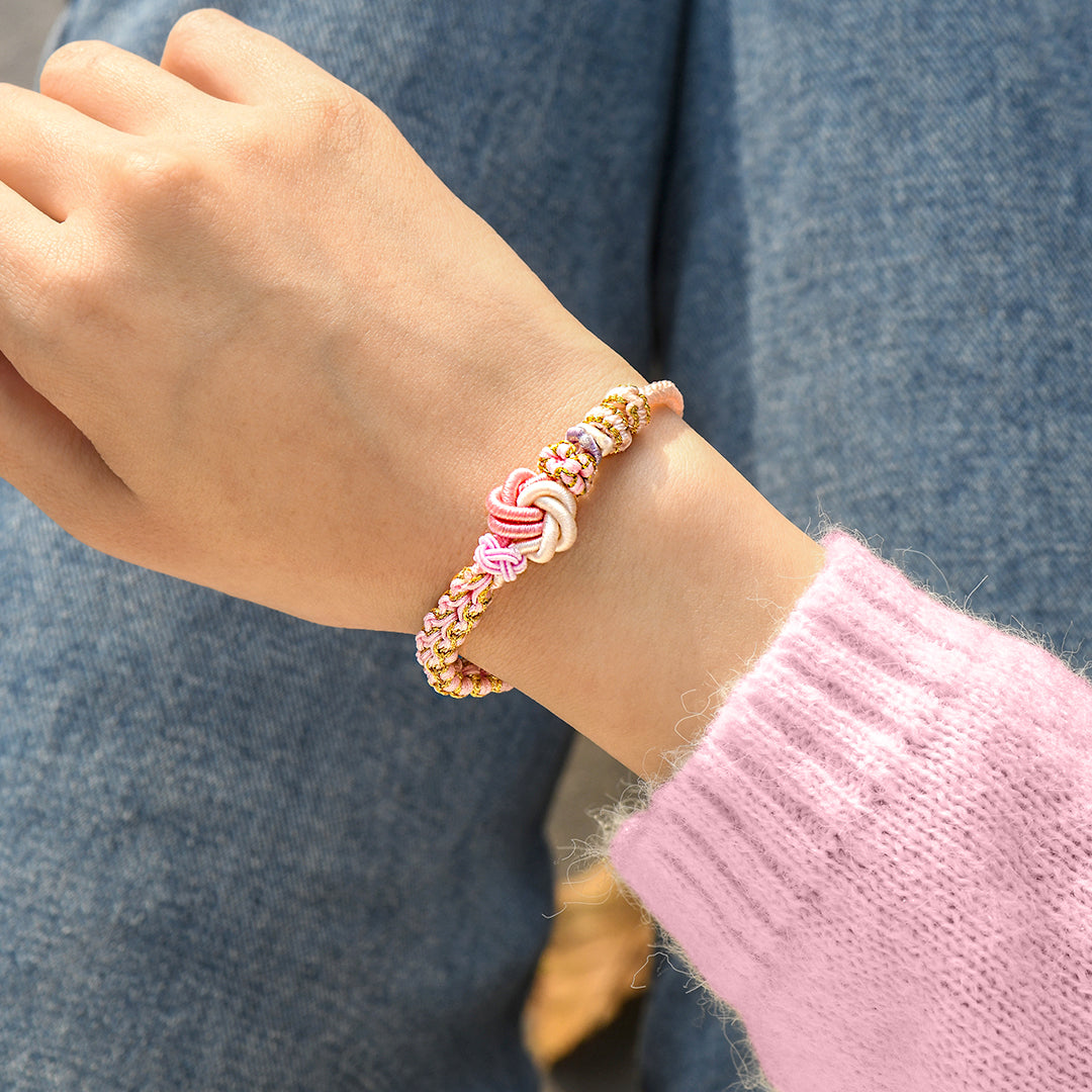 Grandmother & Granddaughter “A Link That Can Never Be Undone” Peach Blossom Knot Bracelet