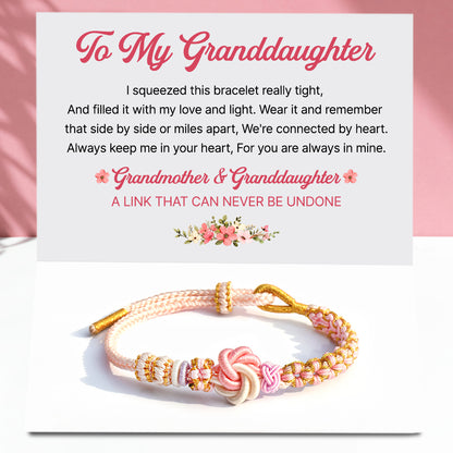 Grandmother & Granddaughter “A Link That Can Never Be Undone” Peach Blossom Knot Bracelet