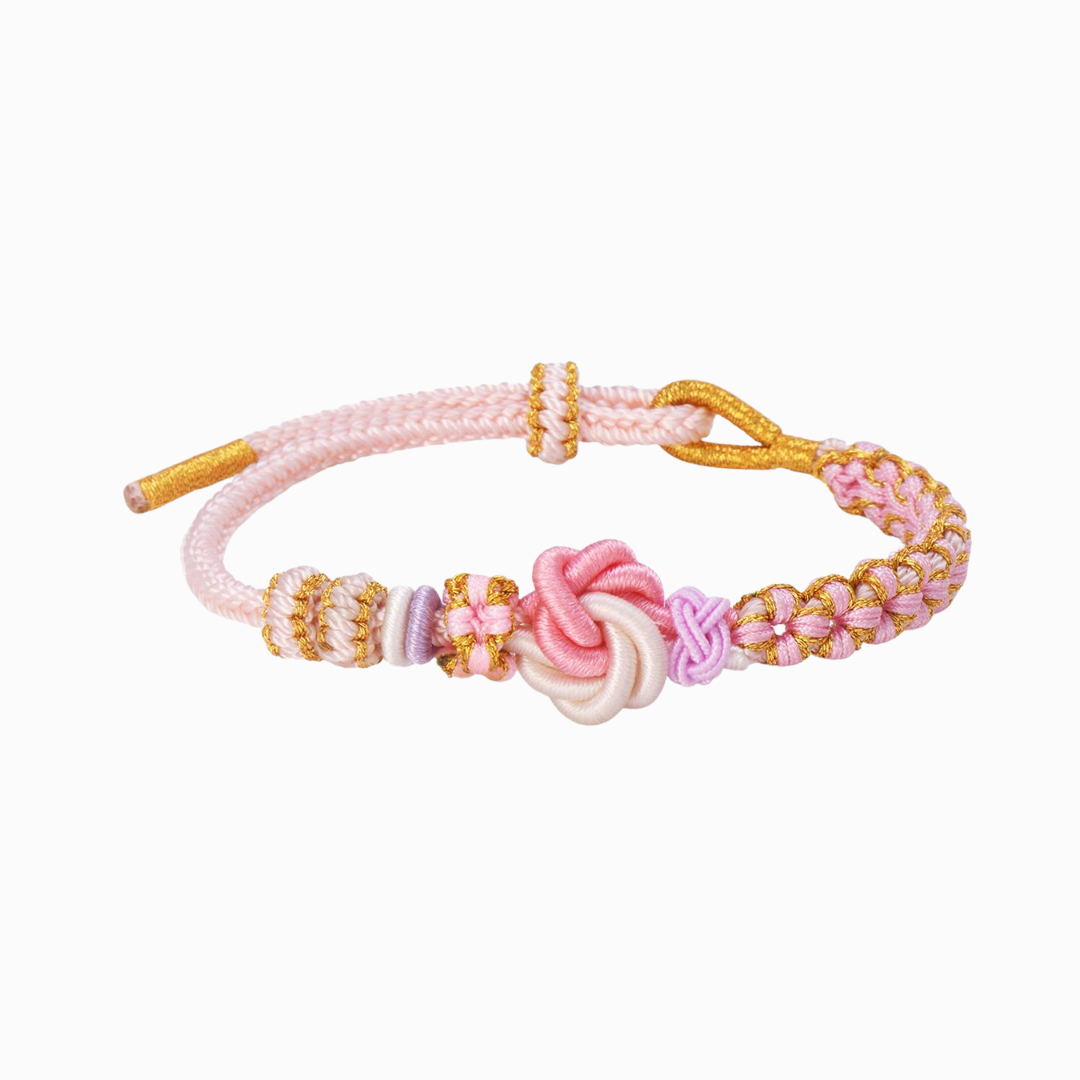 Grandmother & Granddaughter “A Link That Can Never Be Undone” Peach Blossom Knot Bracelet