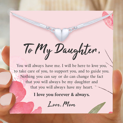 To My Daughter, You Always Have Me Magnet Heart Necklace (Buy 1 Take 1)