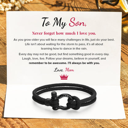 To My Son, I Will Always Be With You Nautical Bracelet